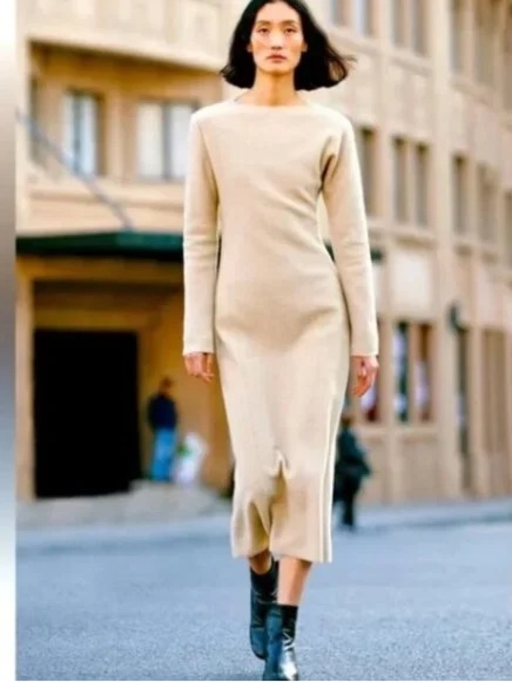 Zara Wool Bouclé Midi Dress M